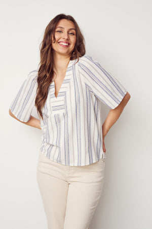 I SAY Haniel Blouse Blouses M74 Bluish Stripe