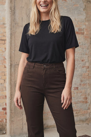 I SAY Isay Flare Coated Pant Pants 356 Dark brown