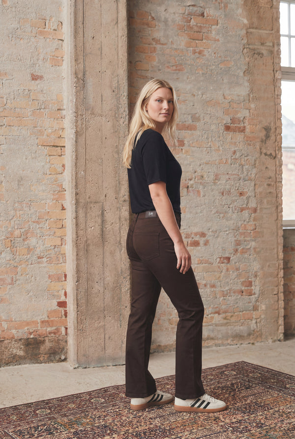 I SAY Isay Flare Coated Pant Pants 356 Dark brown