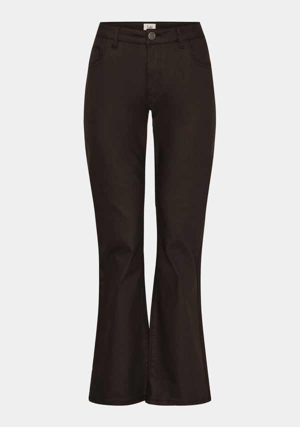I SAY Isay Flare Coated Pant Pants 356 Dark brown