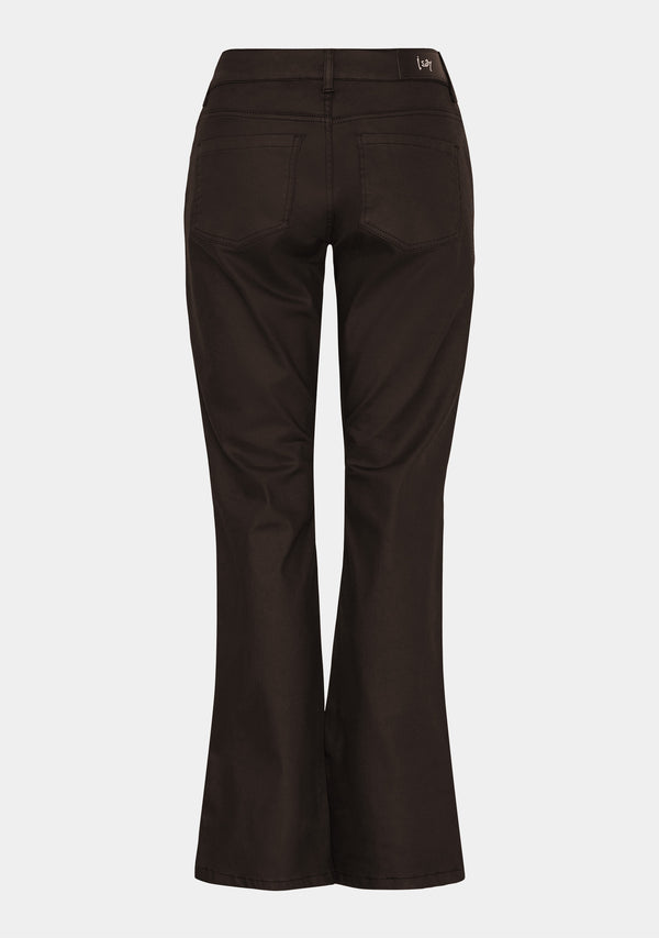 I SAY Isay Flare Coated Pant Pants 356 Dark brown