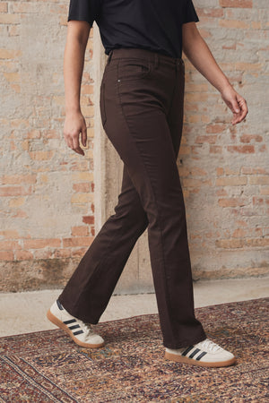 I SAY Isay Flare Coated Pant Pants 356 Dark brown