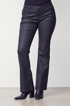I SAY Isay Flare Coated Pant Pants 900 Black