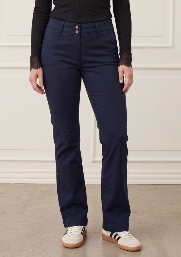 I SAY Isay Long Highwaist Chino Pants 640 Navy
