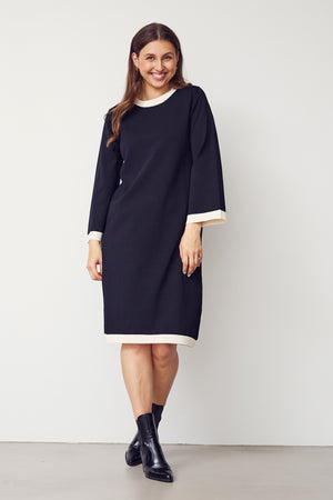 I SAY Jena Knit Dress Knitwear M41 Black w/Cream