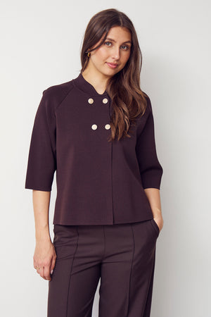 I SAY Jena Poncho Blouse Knitwear 356 Dark brown
