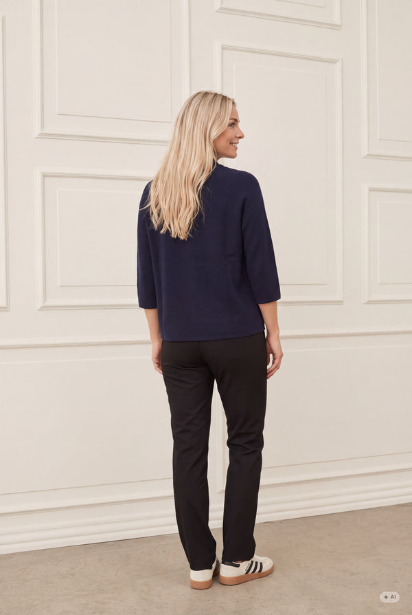 I SAY Jena Poncho Blouse Knitwear 640 Navy