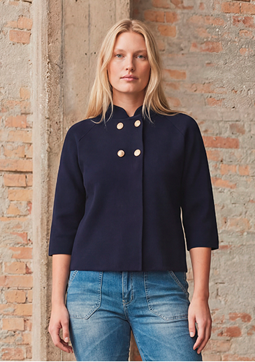 I SAY Jena Poncho Blouse Knitwear 640 Navy