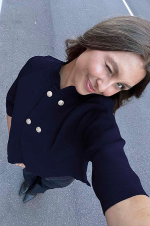 I SAY Jena Poncho Blouse Knitwear 640 Navy