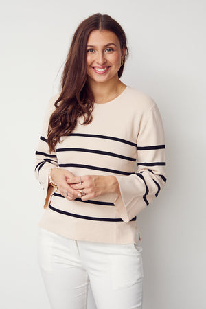 I SAY Jena s/s Knit Knitwear L37 Sand w/Black