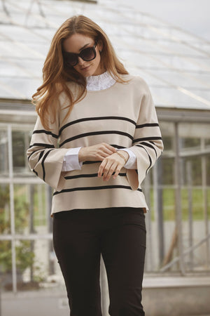 I SAY Jena s/s Knit Knitwear L37 Sand w/Black