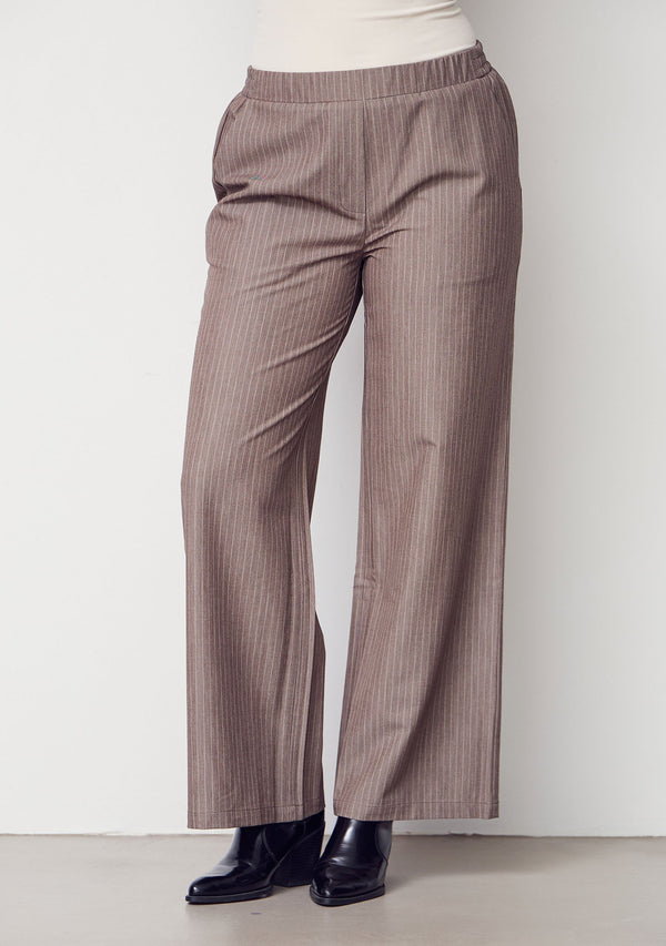 I SAY Jessi Basic Pant Pants H64 Taupe Pinstripe