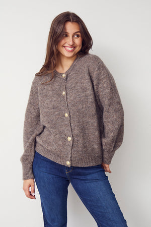 I SAY Joa Knit Cardigan Cardigans 361 Taupe Melange