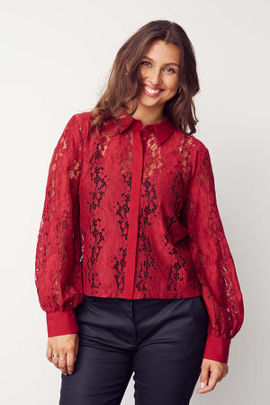 I SAY Kimie Lace Shirt Shirts 440 Warm Red