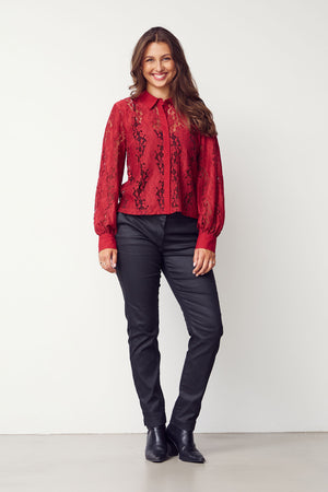 I SAY Kimie Lace Shirt Shirts 440 Warm Red