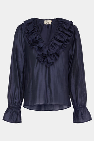 I SAY Klara Flounce Blouse Blouses 659 Dark navy