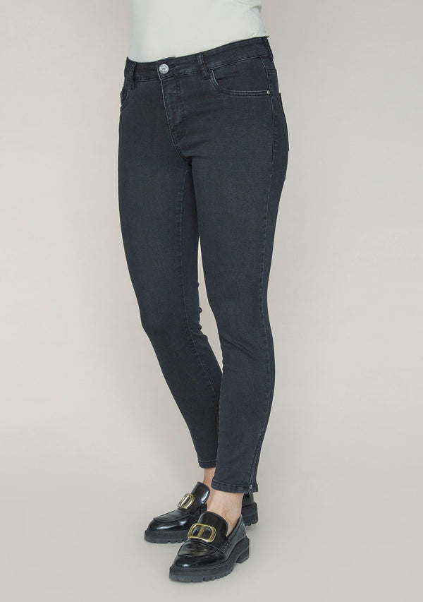 I SAY Lido Zip Jeans Pants 958 Dark Grey Wash