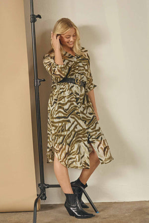 I SAY Lotta Shirt Dress Dresses N49 Khaki Flow