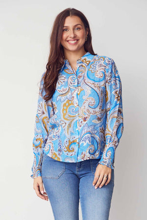 I SAY Lotta Smock Shirt Shirts N13 Fresh Blue Paisley