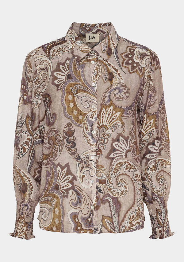 I SAY Lotta Smock Shirt Shirts N45 Taupe Paisley