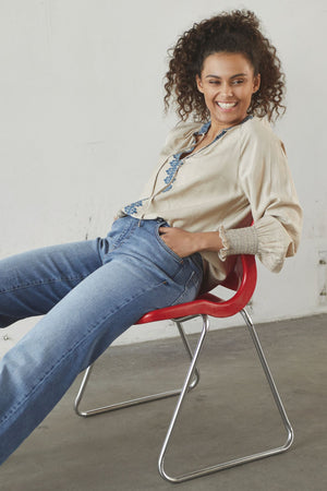 I SAY Lykke Deco Blouse Blouses N15 Sand w/Blue