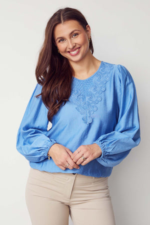 I SAY Lykke Lace Blouse Blouses 604 Blue