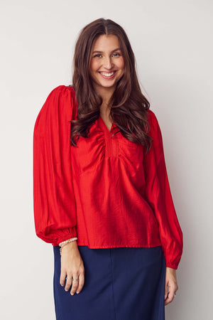 I SAY Lykke V-Neck Blouse Blouses 432 Fresh Red