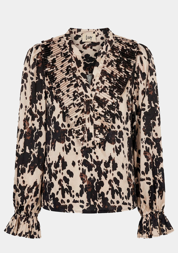 I SAY Melba Pleat Blouse Blouses N57 Earth Print