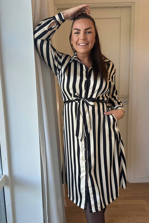 I SAY Melba Shirt Dress Dresses M27 Black/Cream Stripe