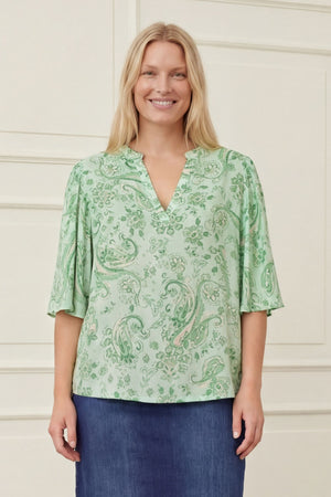 I SAY Melba s/s Blouse Blouses N34 Fresh Green Paisley