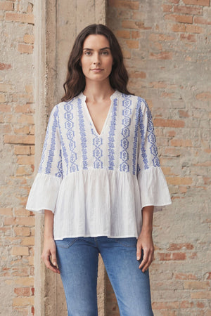 I SAY Mina Blouse Blouses N33 Blue Flower Vine