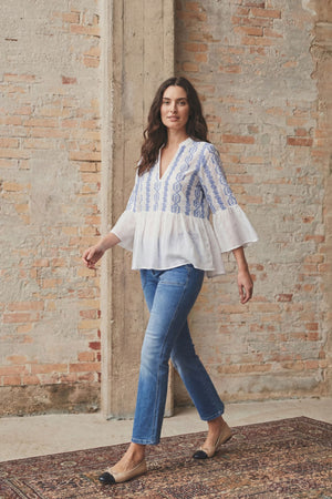 I SAY Mina Blouse Blouses N33 Blue Flower Vine