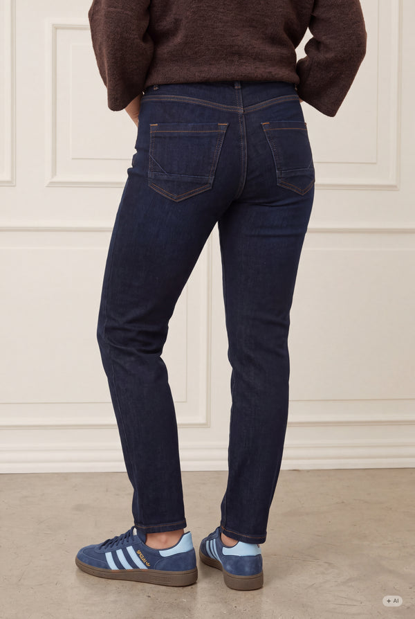 I SAY Monza Straight Jeans Pants 697 Dark Denim Unwashed