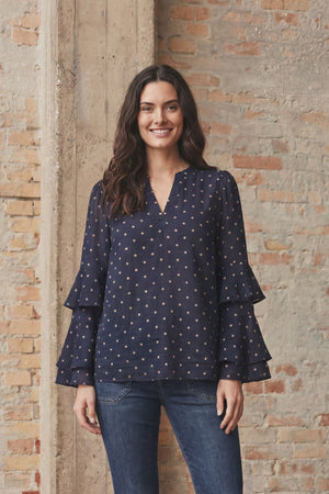 I SAY Naomi Blouse Blouses D67 Navy Dot