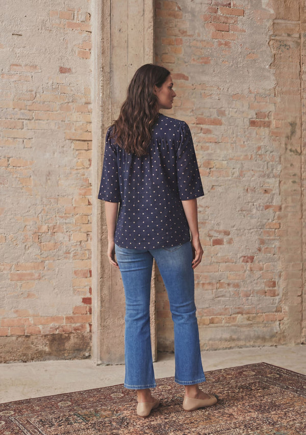 I SAY Naomi s/s Blouse Blouses D67 Navy Dot