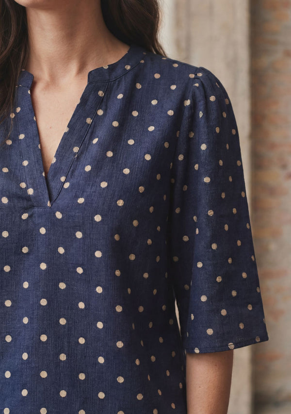 I SAY Naomi s/s Blouse Blouses D67 Navy Dot