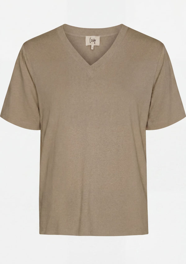 I SAY Nugga Basic V-Neck T-Shirt Basics 314 Toffee