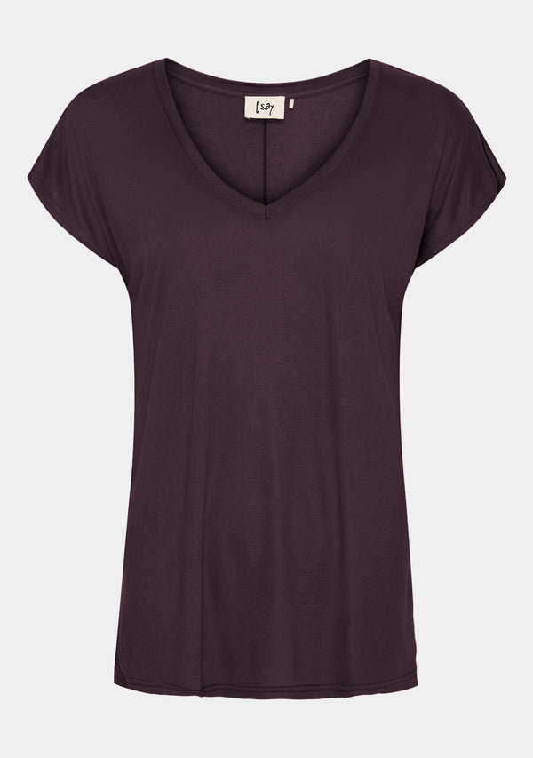 I SAY Nugga V-Neck T-Shirt Basics 419 Aubergine