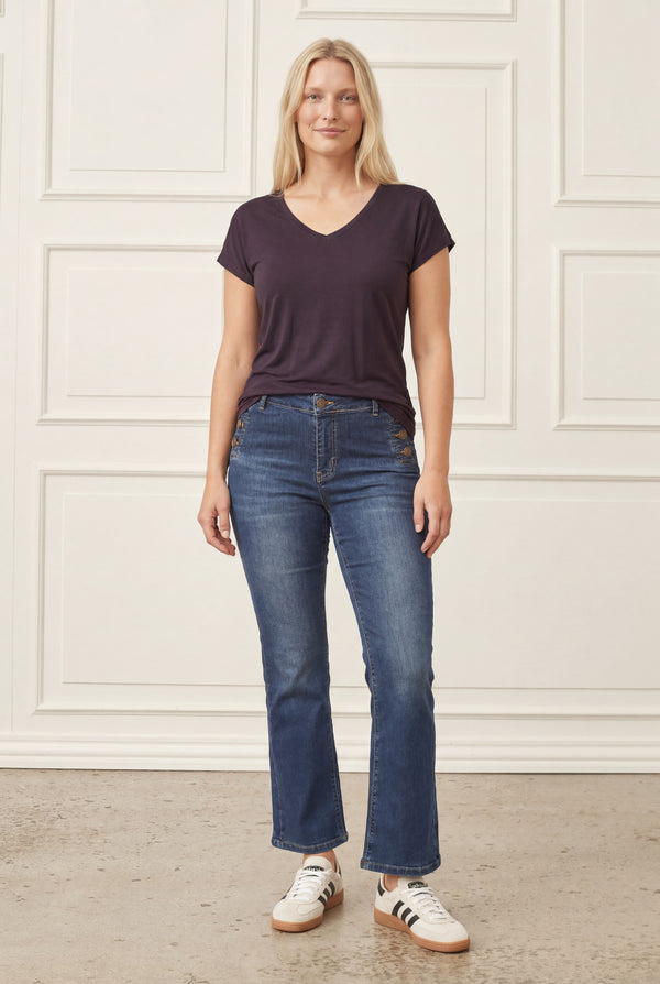 I SAY Nugga V-Neck T-Shirt Basics 419 Aubergine