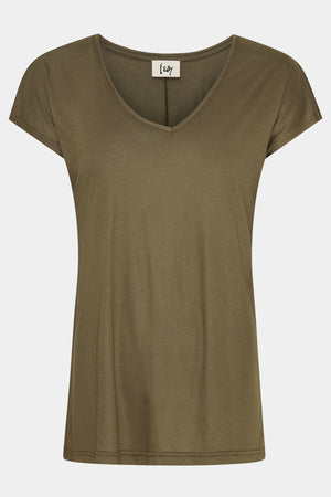 I SAY Nugga V-Neck T-Shirt Basics 885 Khaki