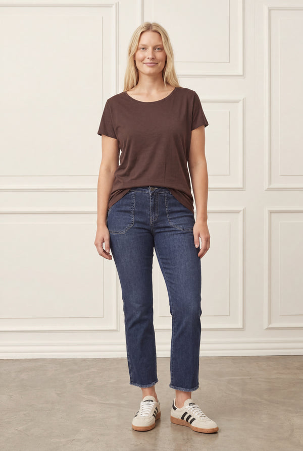 I SAY Nugga Viscose T-Shirt Basics 356 Dark brown