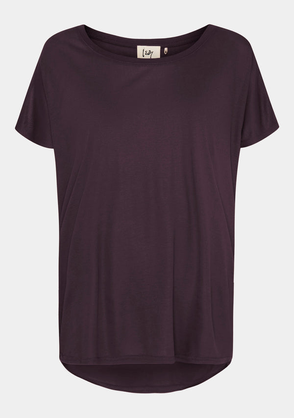 I SAY Nugga Viscose T-Shirt Basics 419 Aubergine