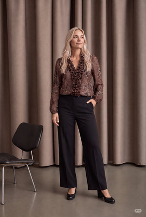 I SAY Obi Ruffle Blouse Blouses P14 Brown Flower