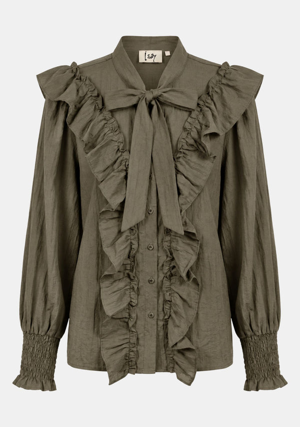 I SAY Olise Flounce Shirt Shirts 885 Khaki