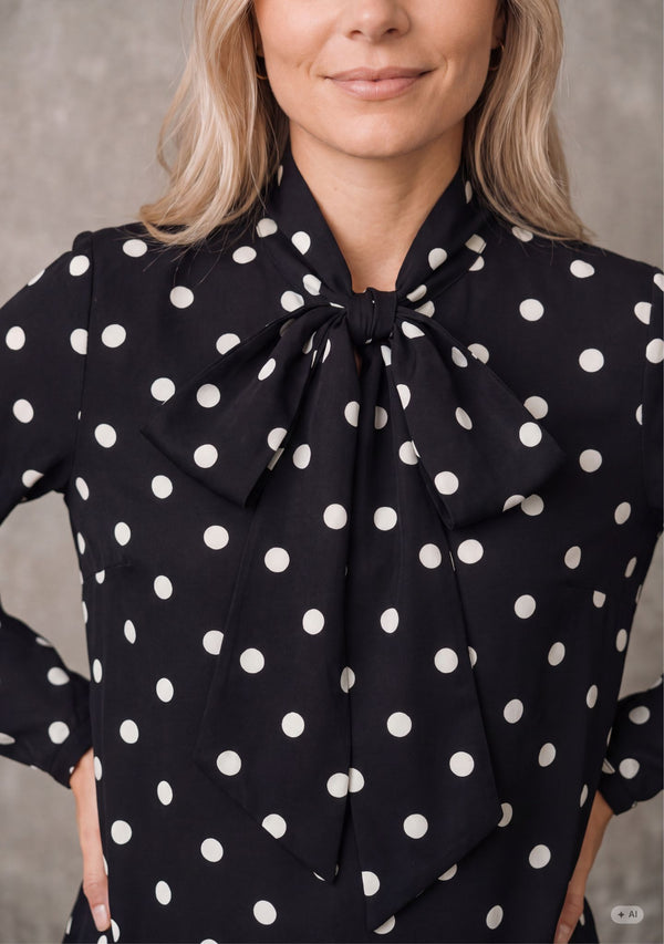 I SAY Osla Bow Blouse Blouses N62 Black w/Dots