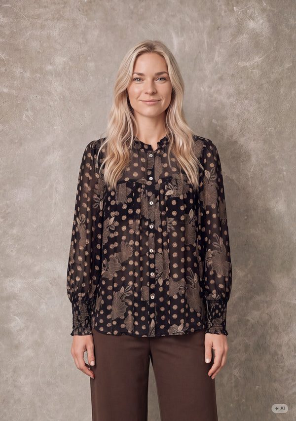I SAY Otella Smock Shirt Shirts N64 Flower/Dot Print