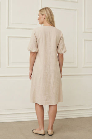 I SAY Pearl Baloon Sleeve Dress Dresses 112 Sand