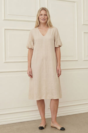 I SAY Pearl Baloon Sleeve Dress Dresses 112 Sand