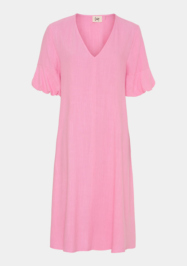 I SAY Pearl Baloon Sleeve Dress Dresses 550 Fresh Pink