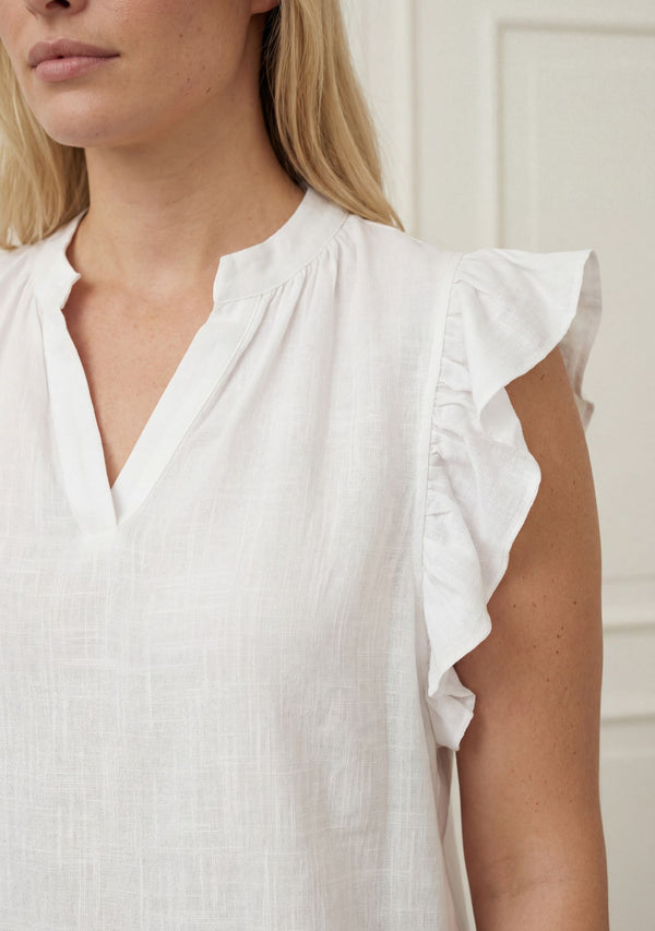 I SAY Pearl Flounce Top Tops 100 White